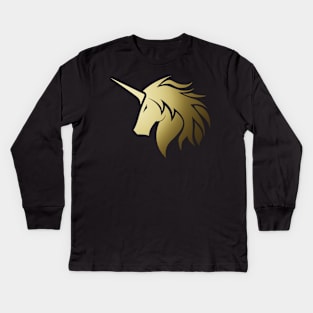 Iconic Unicorn in Gold Kids Long Sleeve T-Shirt